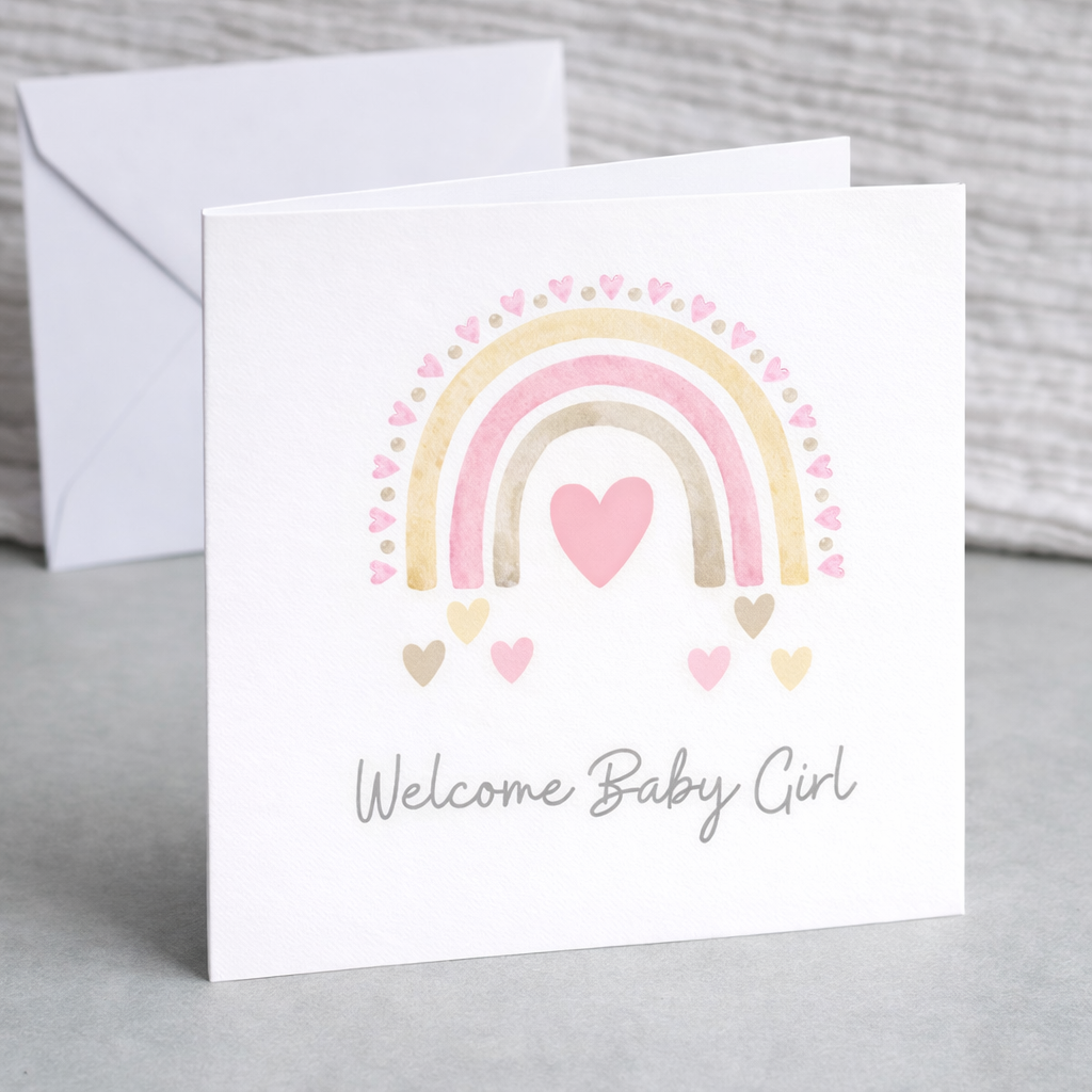 Rainbow Welcome Baby Girl Card