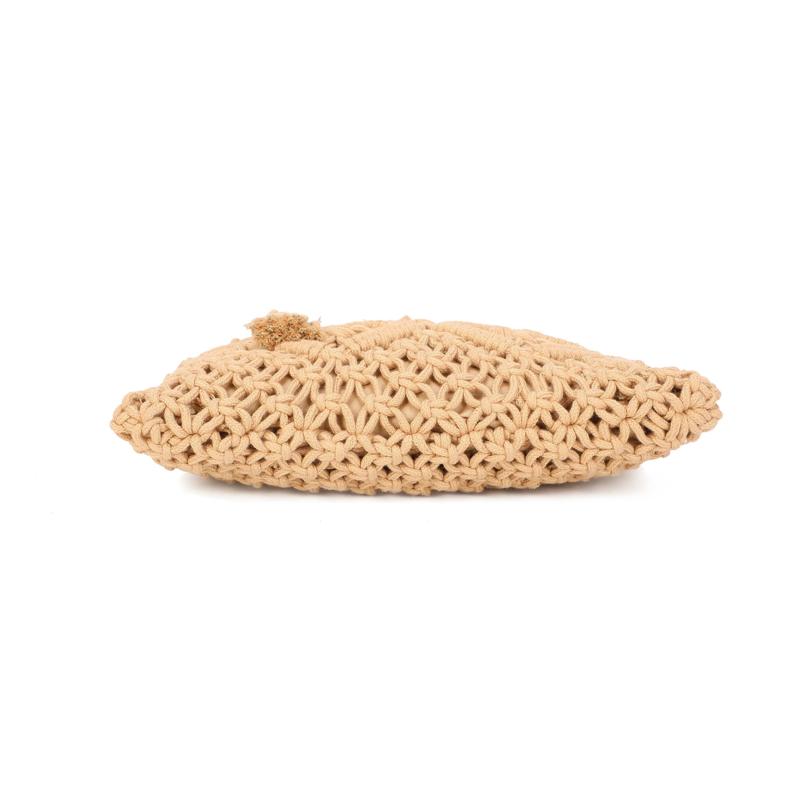 Crochet Crossbody Bag: Beige