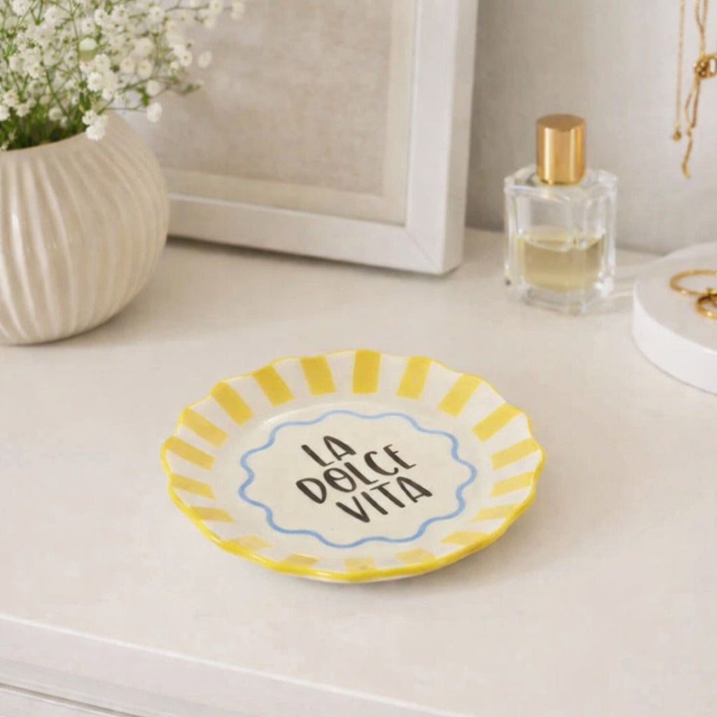 Yellow Striped La Dolce Vita Trinket Dish