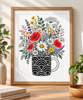 Wildflower Bouquet Art Print – Black Patterned Mug