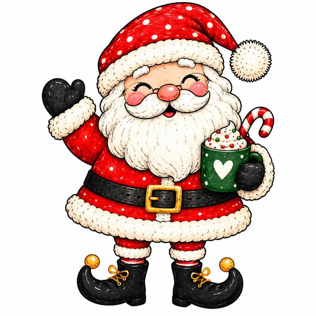 Christmas Santa Glossy Vinyl Sticker – 10 cm