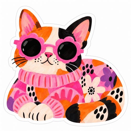 Calico Cat Glossy Vinyl Sticker – 10 cm