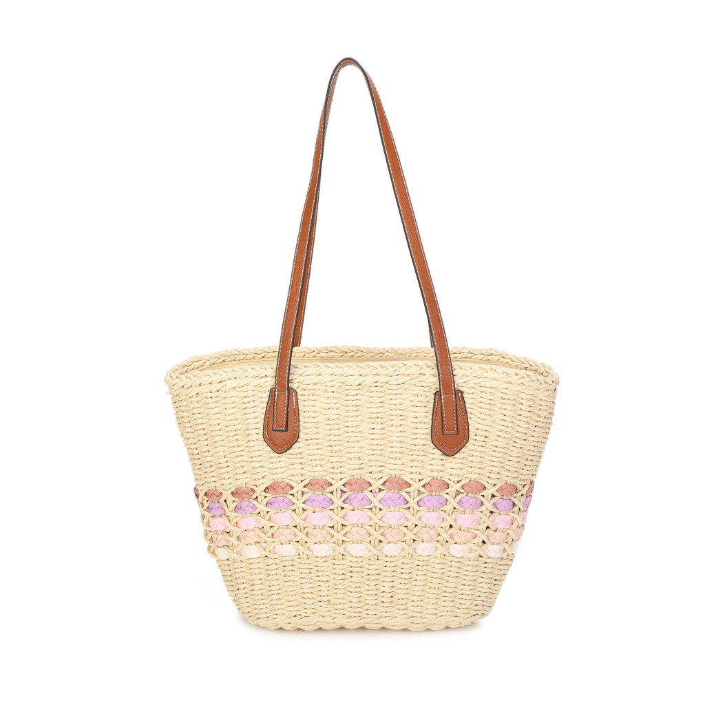 Pink Straw Shopper Bag