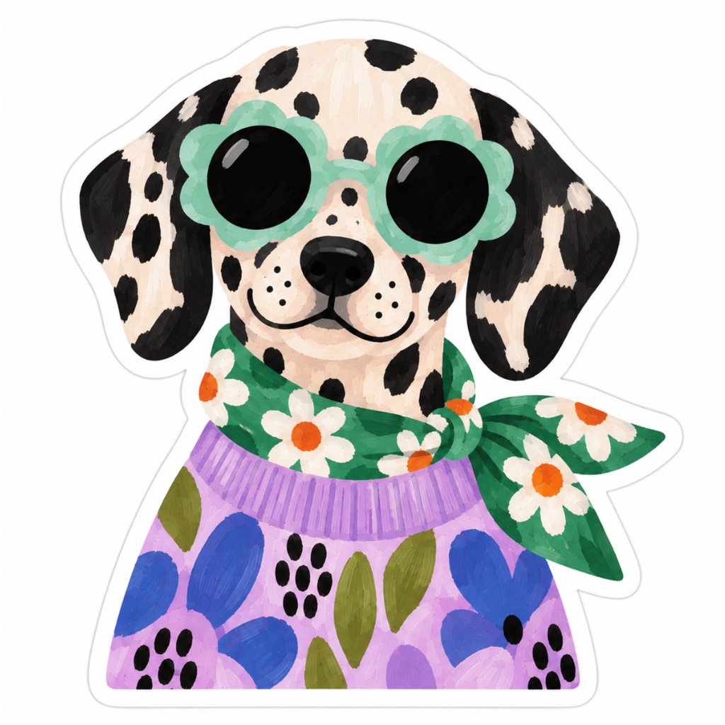 Dalmatian Dog Glossy Vinyl Sticker – 10 cm