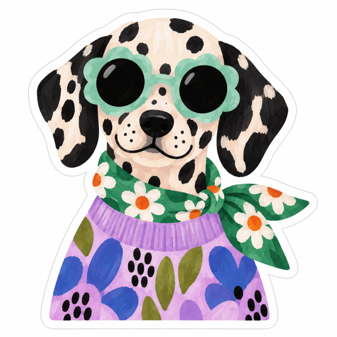 Dalmatian Dog Glossy Vinyl Sticker – 10 cm