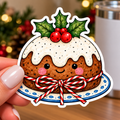 Christmas Pudding Sticker Glossy Vinyl Sticker – 10 cm