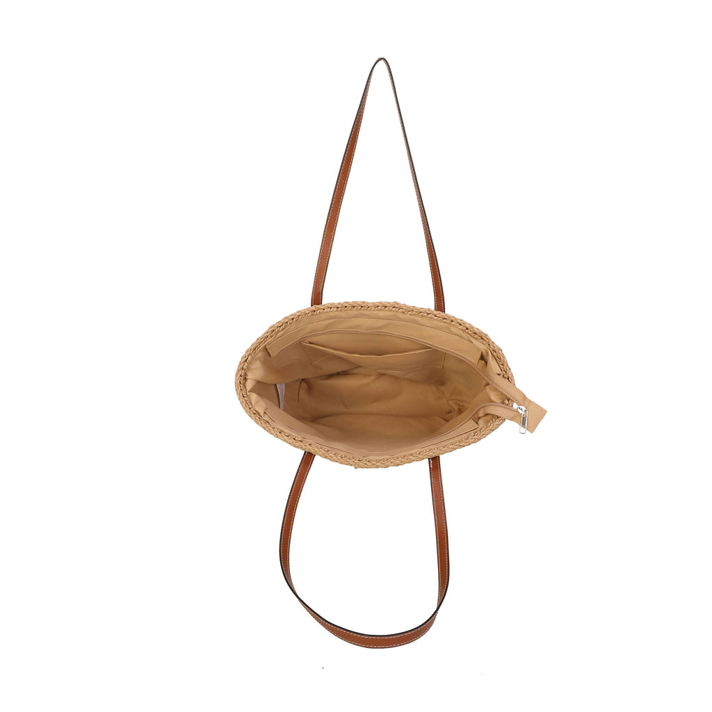 Green Straw Shopper Bag