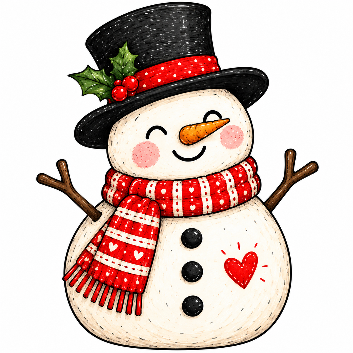 Christmas Snowman Glossy Vinyl Sticker – 10 cm