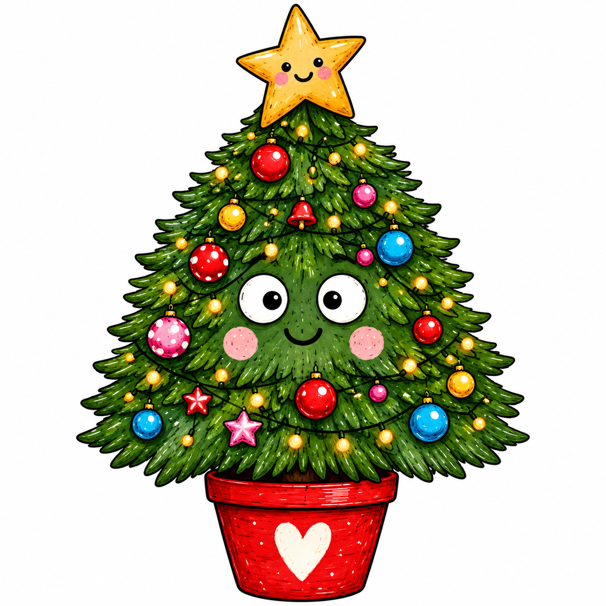 Christmas Tree Sticker Glossy Vinyl Sticker – 10 cm