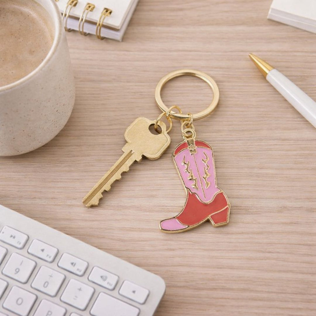 Pink Cowboy Boot Keyring