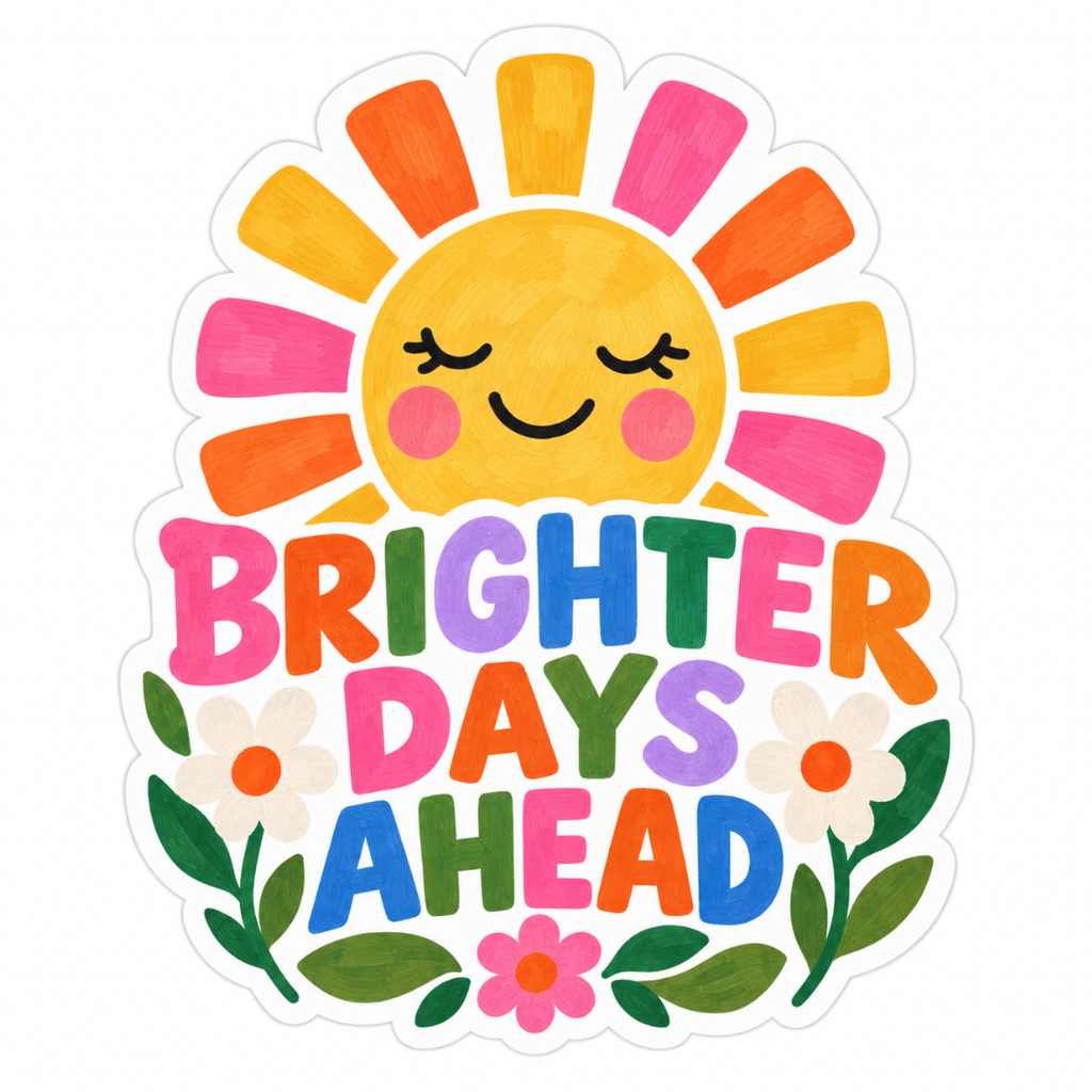 Brighter Days Ahead Sunshine Glossy Vinyl Sticker – 10 cm
