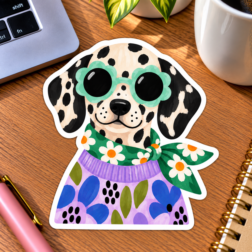 Dalmatian Dog Glossy Vinyl Sticker – 10 cm