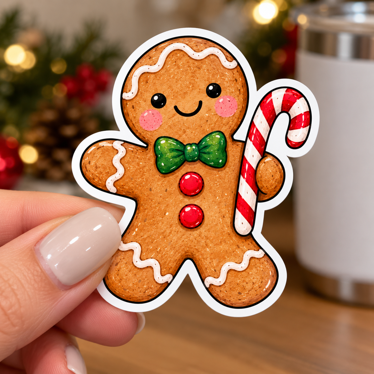 Christmas Gingerbread Sticker Glossy Vinyl Sticker – 10 cm
