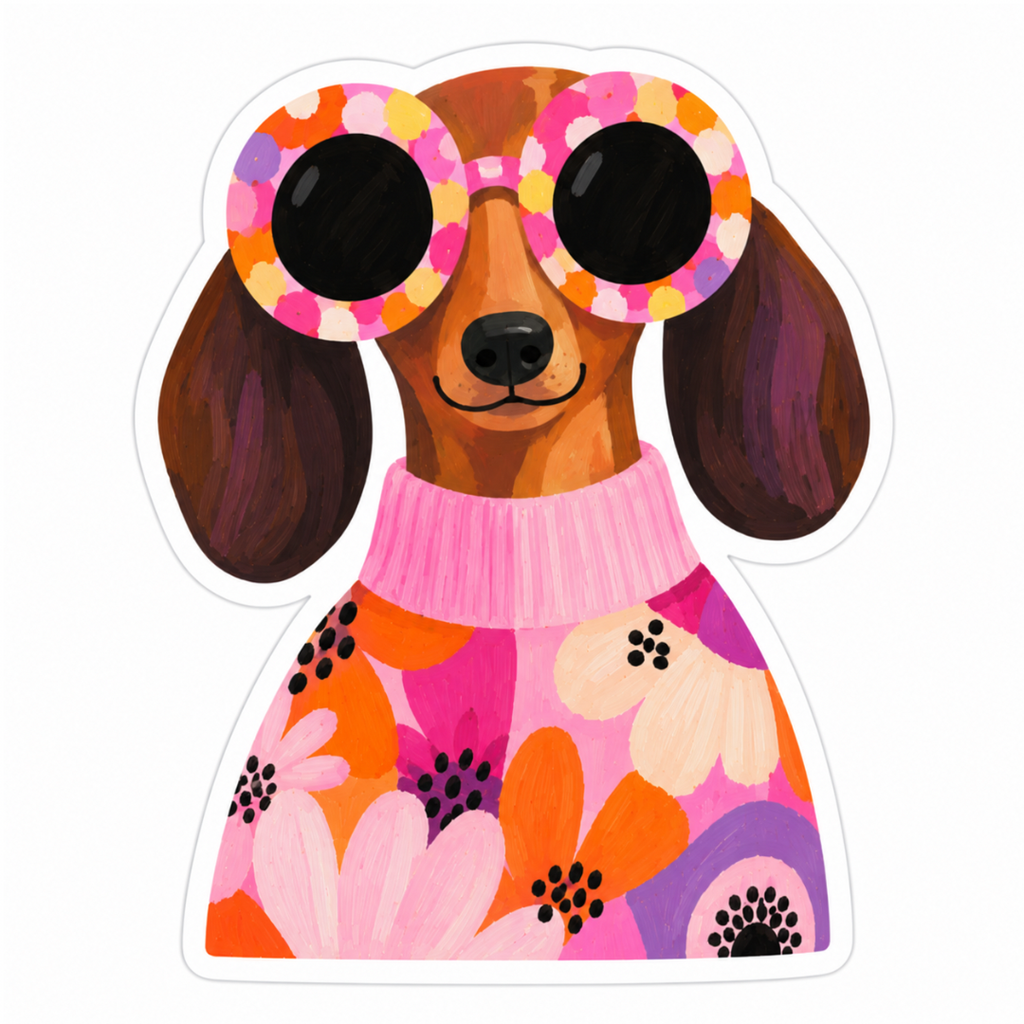Dachshund Dog Glossy Vinyl Sticker – 10 cm