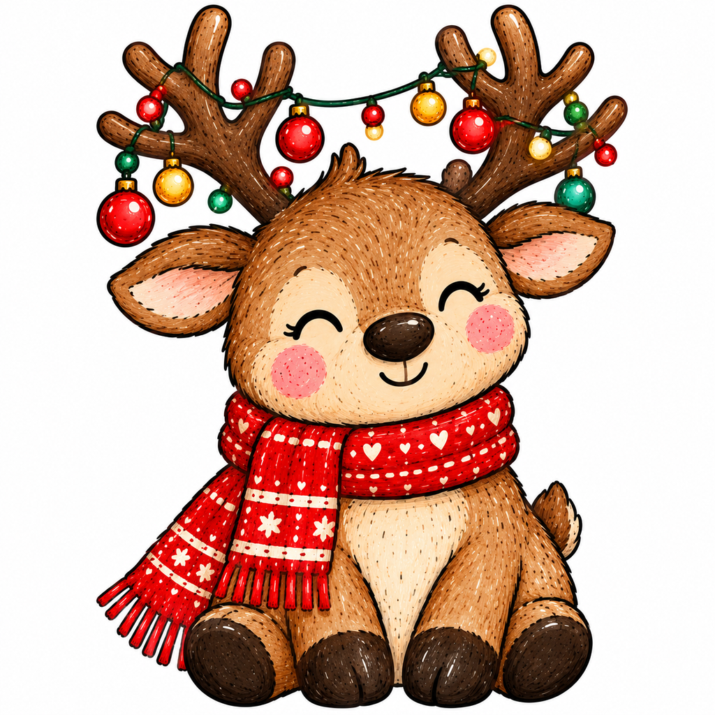 Christmas Reindeer Sticker Glossy Vinyl Sticker – 10 cm