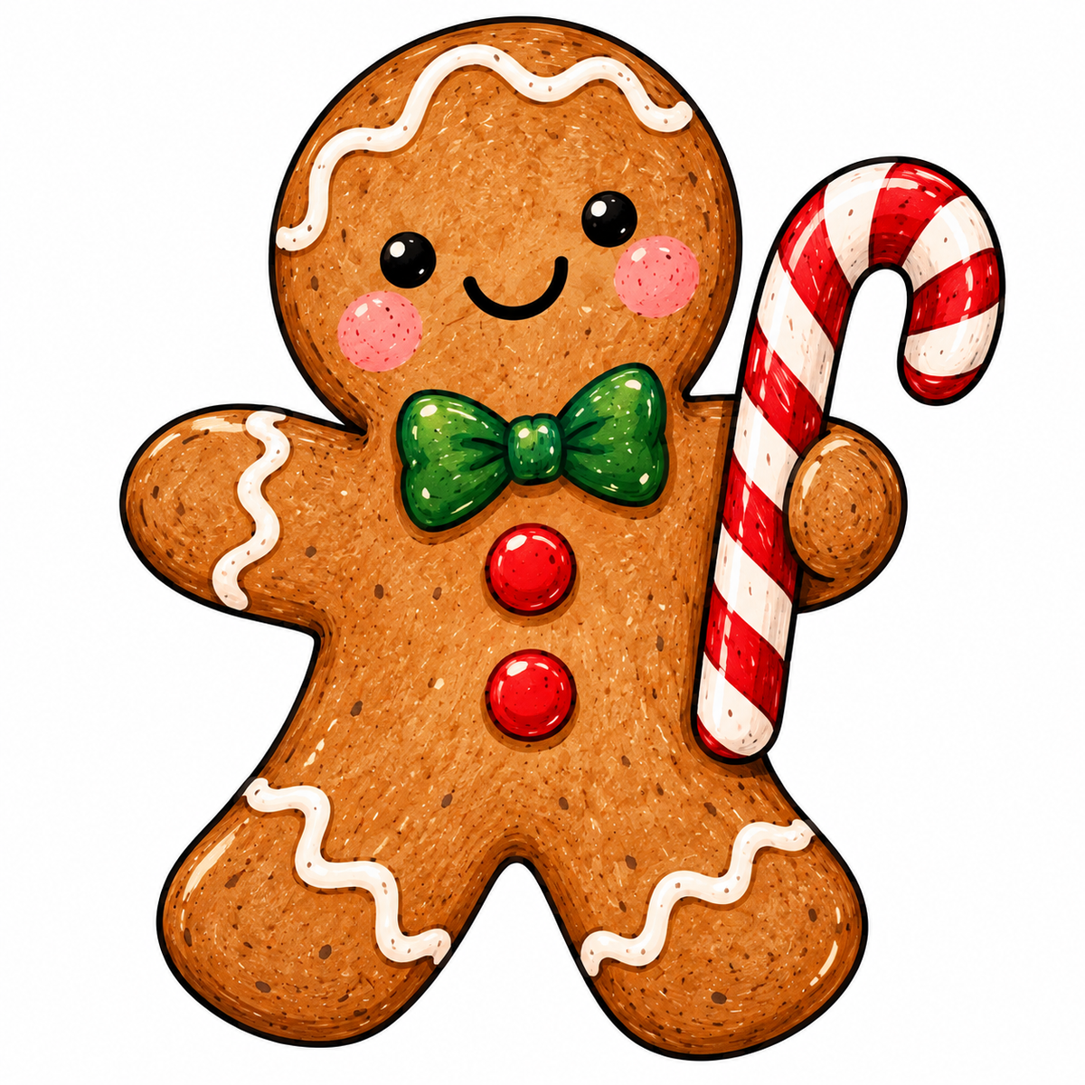 Christmas Gingerbread Sticker Glossy Vinyl Sticker – 10 cm