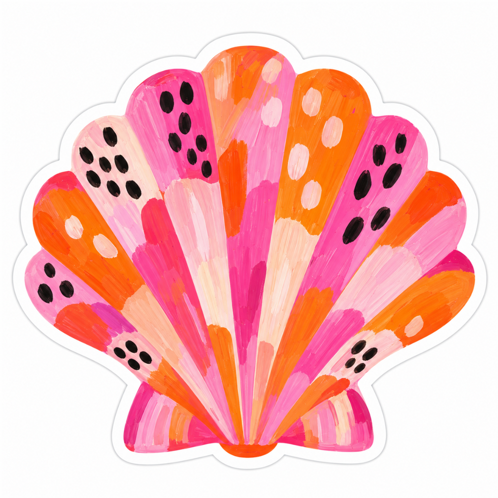 Colourful Seashell Glossy Vinyl Sticker – 10 cm