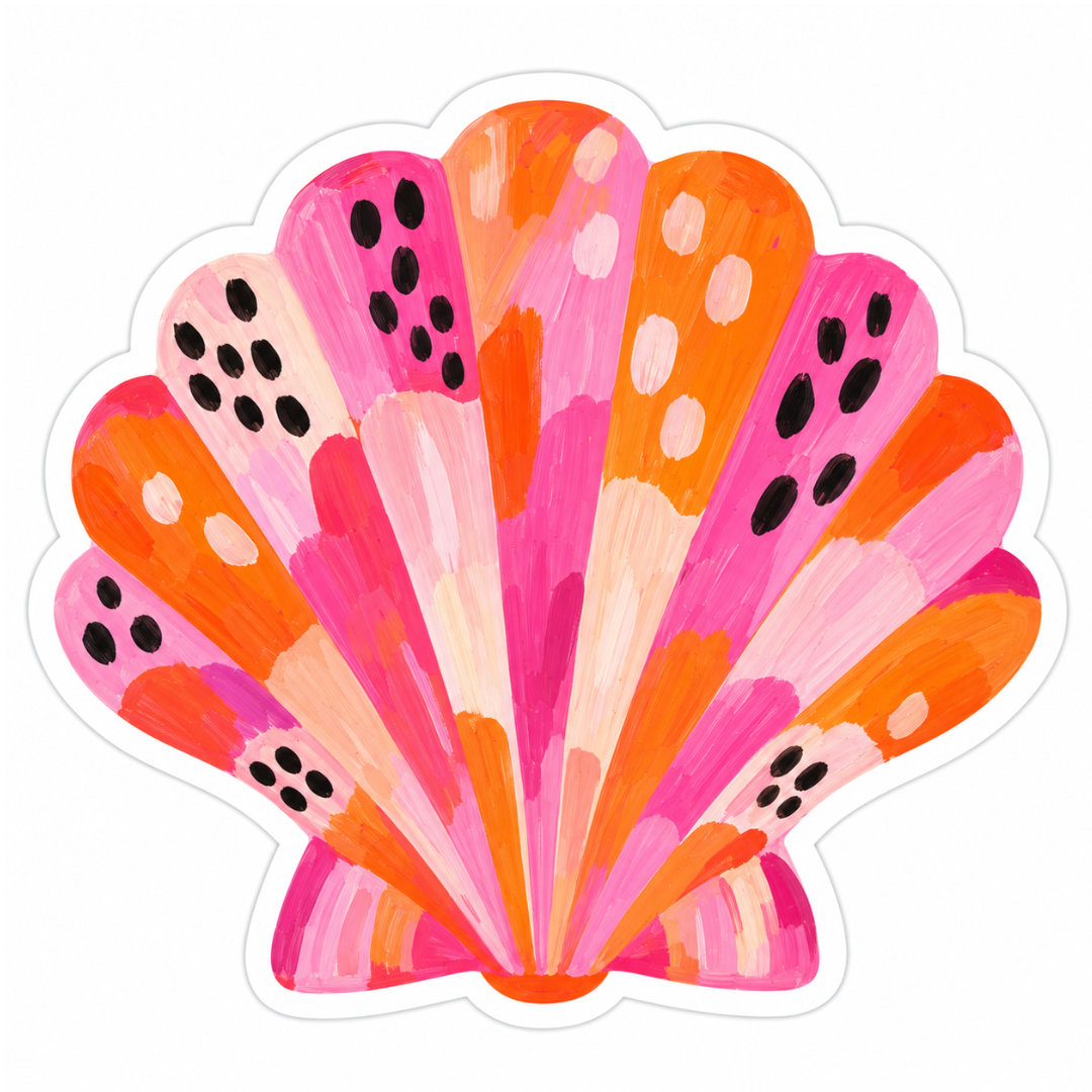 Colourful Seashell Glossy Vinyl Sticker – 10 cm