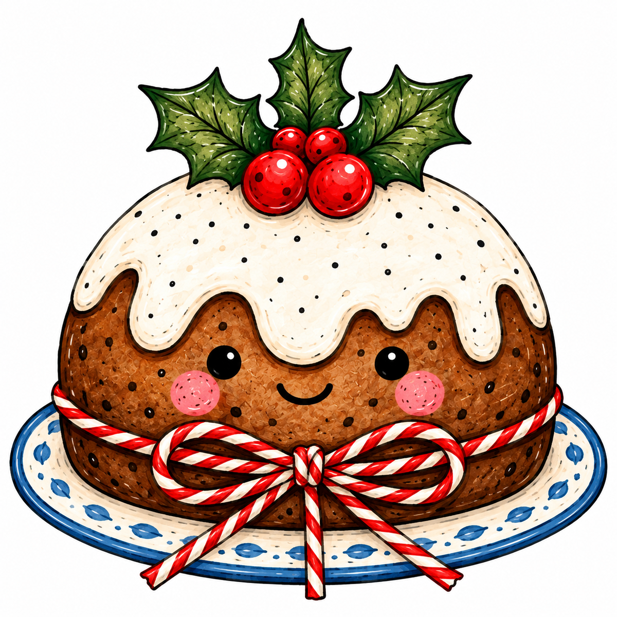 Christmas Pudding Sticker Glossy Vinyl Sticker – 10 cm