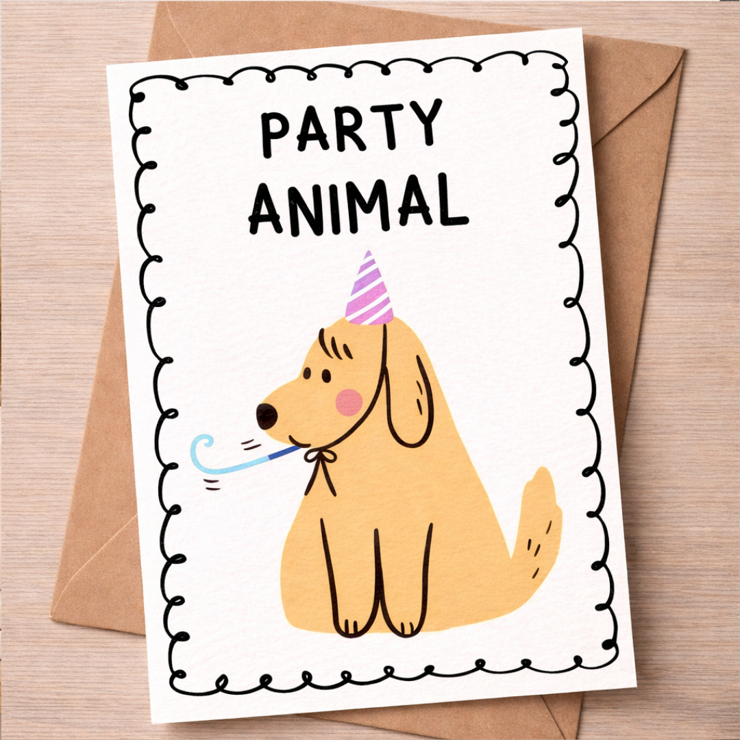 Party Animal Birthday Card – Fun Dog Card