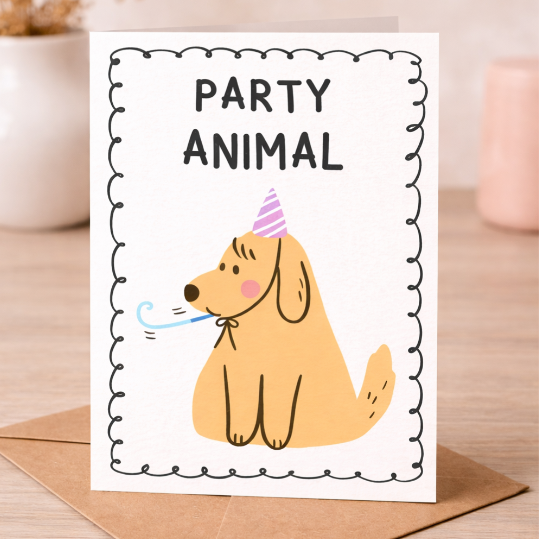 Party Animal Birthday Card – Fun Dog Card