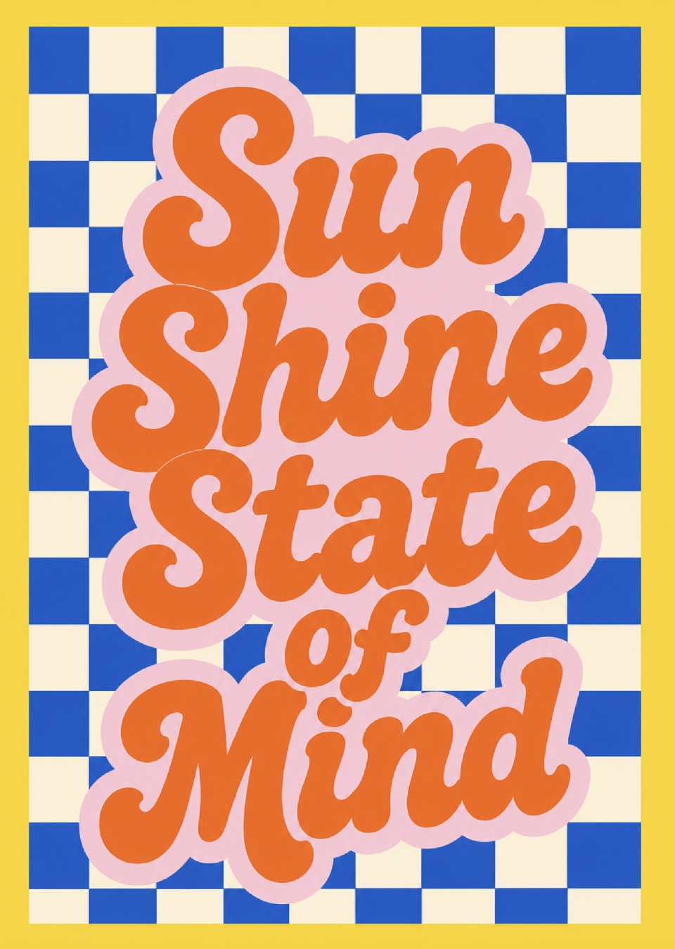 Sunshine State of Mind Art Print – Colourful Retro Checkerboard Wall Art
