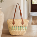 Green Straw Shopper Bag