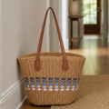 Blue Straw Shopper Bag