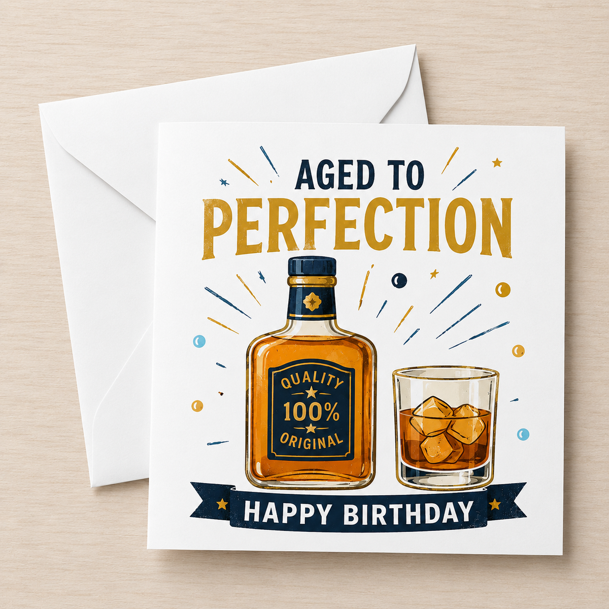 Raise a Glass Aged to perfection Birthday Card