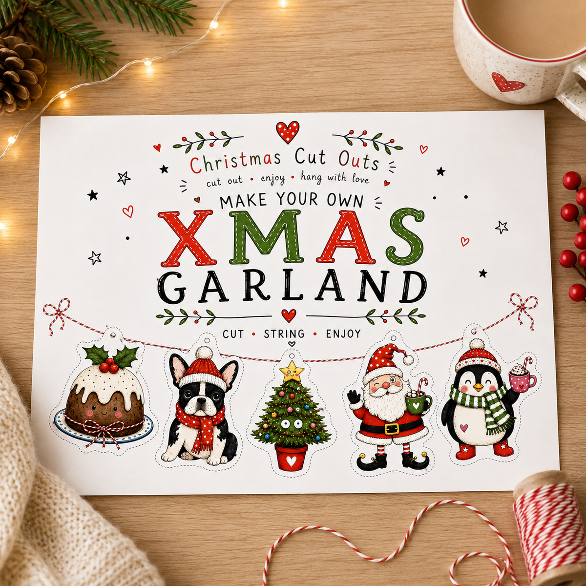 Make Your Own Christmas Garland Kit – A5 Festive Cut-Out Craft