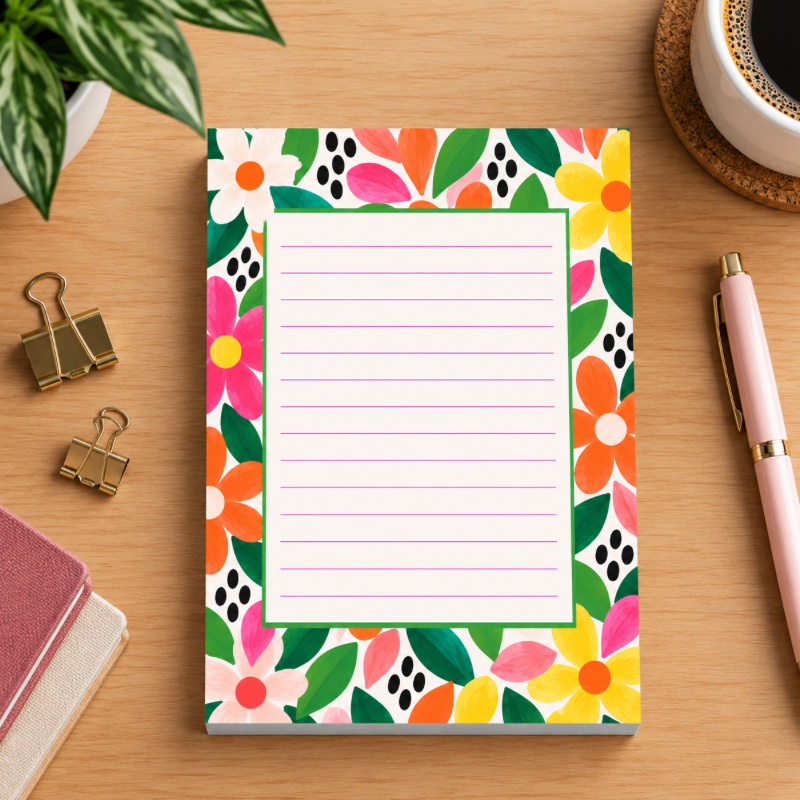 Bright Blooms A6 Notepad