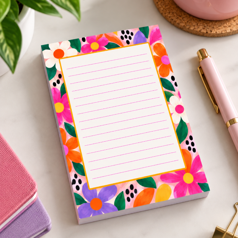 Pink Blooms A6 Notepad