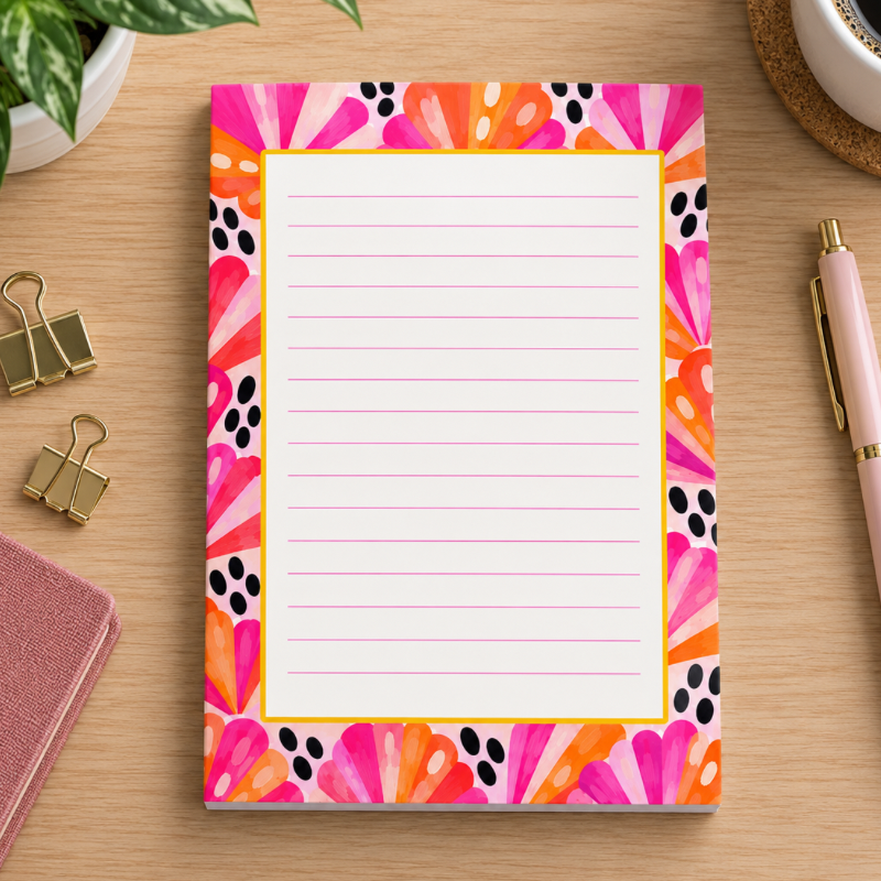 Orange Blooms A6 Notepad