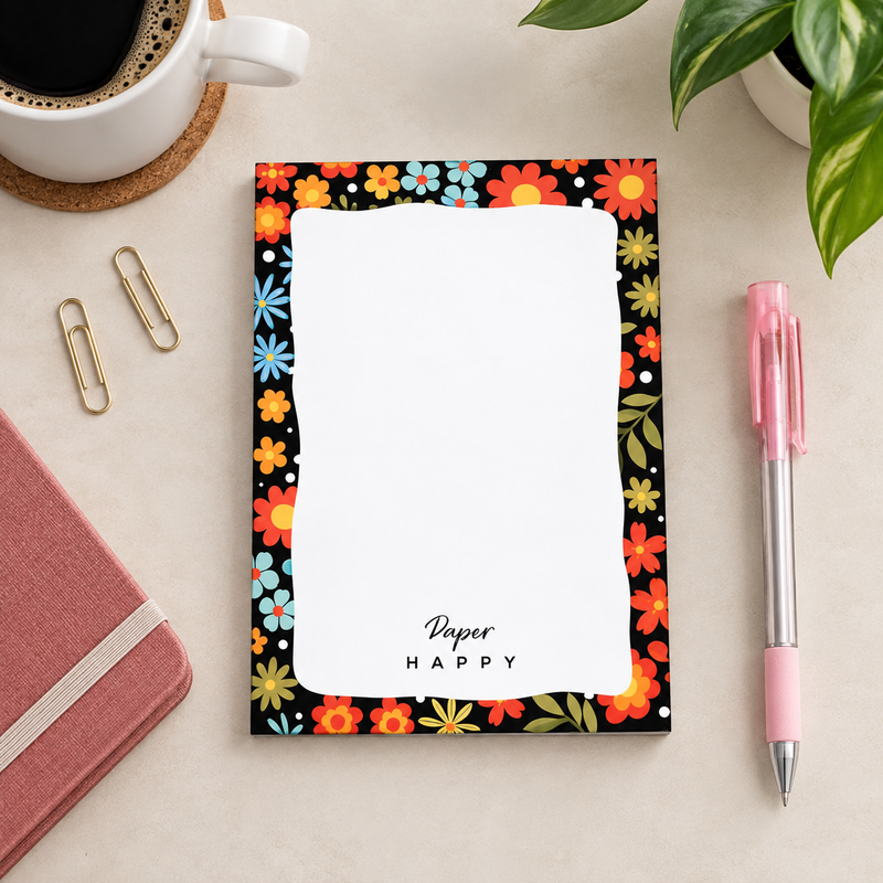 Retro Bloom A6 Floral Note Pad, To Do List