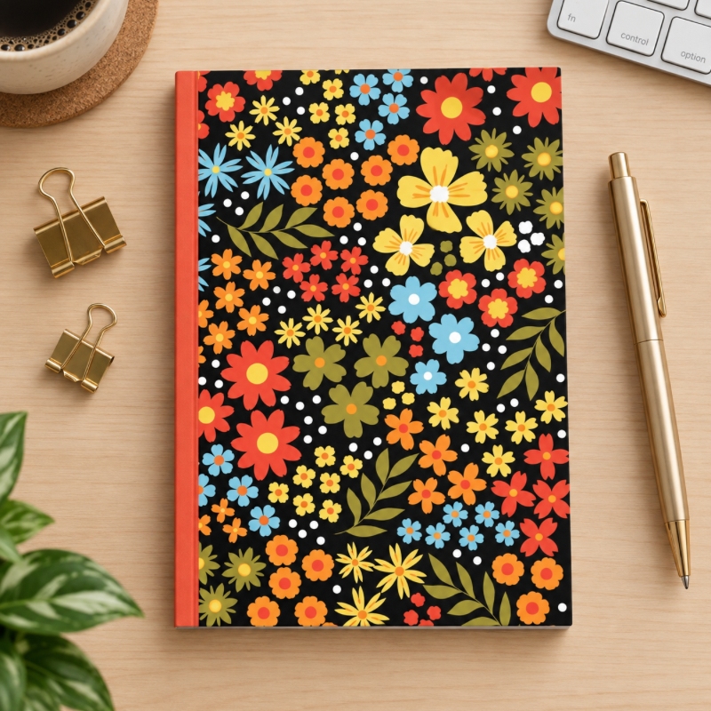 Retro Bloom Notebook, 6x9 Inch