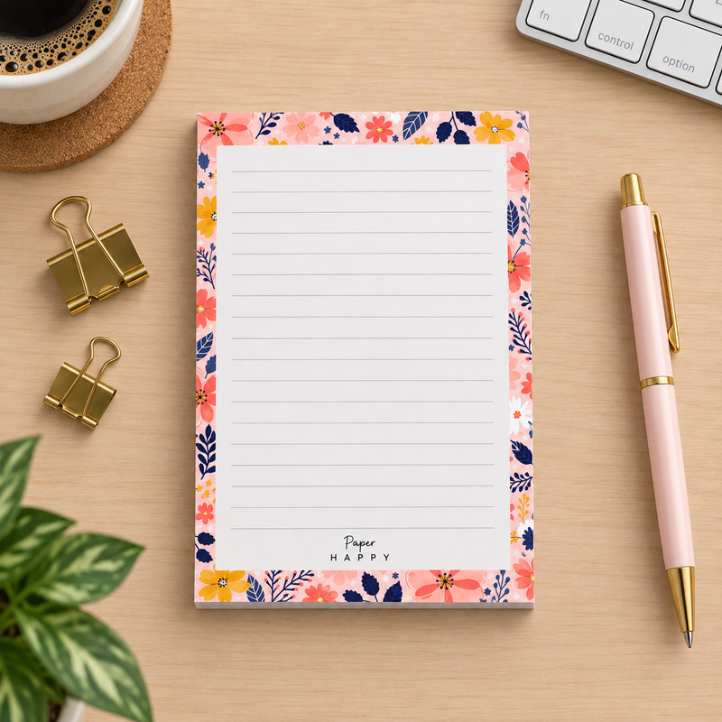 Peach Blossom A6 Floral Note Pad, To Do List