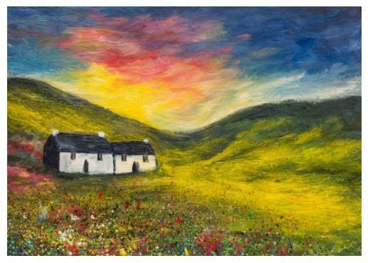 Cottage in the Hills — A4 Art Print