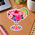 Floral Margarita Glossy Vinyl Sticker – 10 cm