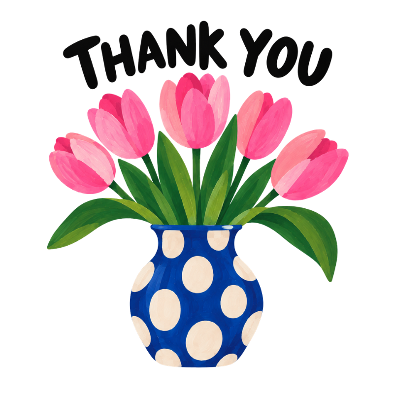 Big Happy - Thank You – Pink Tulips Greeting Card