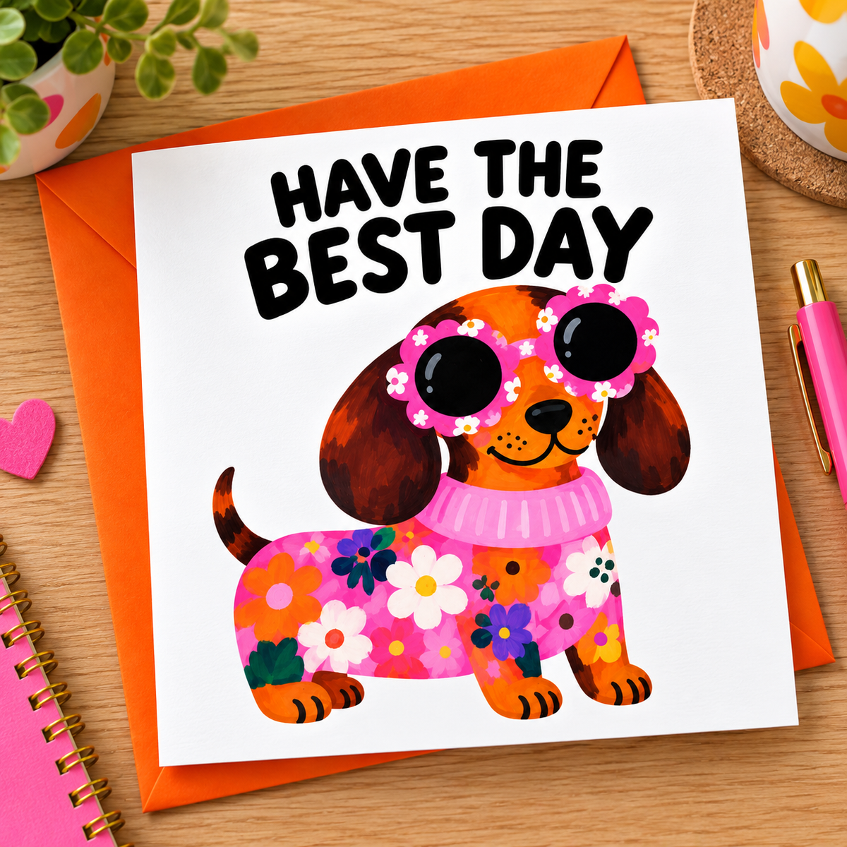 Big Happy - Have the Best Day – Colourful Dog Birthday Card