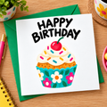 Big Happy - Happy Birthday – Colourful Cupcake Card