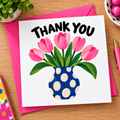 Big Happy - Thank You – Pink Tulips Greeting Card