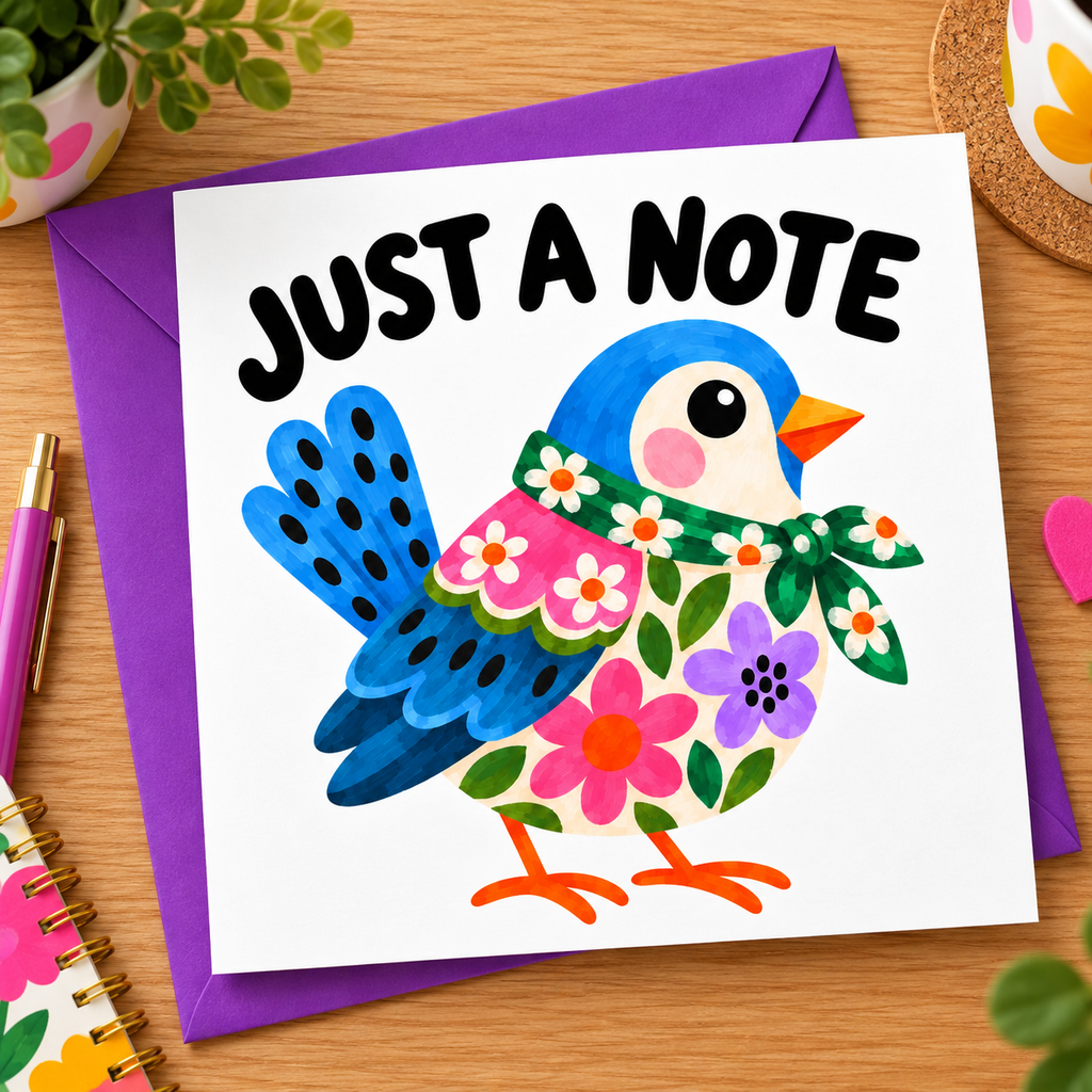 Big Happy - Just a Note – Colourful Bird Greeting Card
