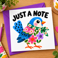 Big Happy - Just a Note – Colourful Bird Greeting Card