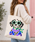 Retro Dalmatian Floral Tote Bag