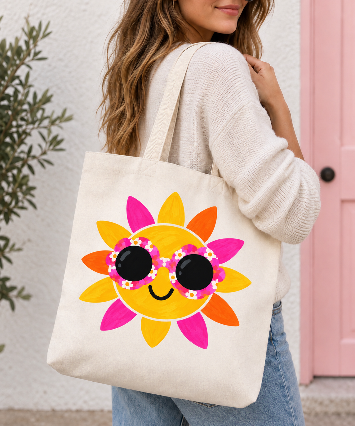 Sunshine Floral Sunglasses Tote Bag