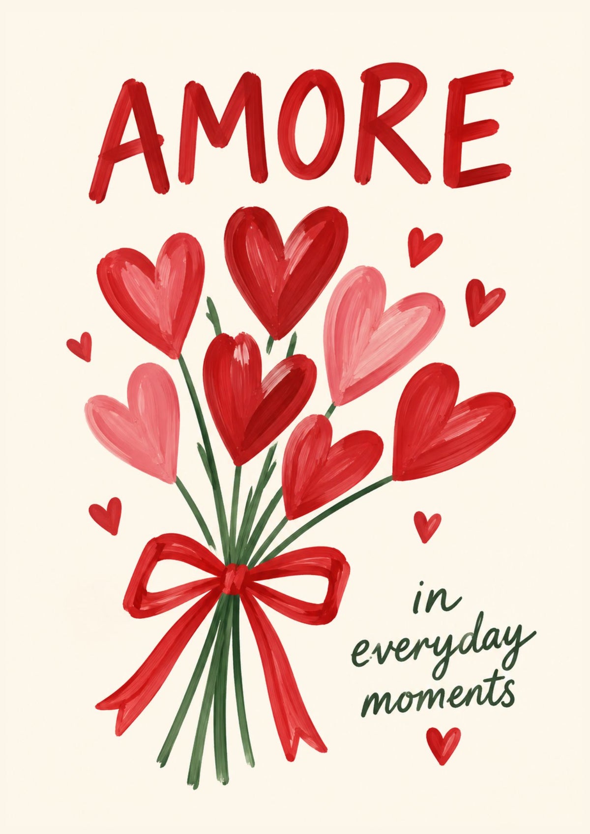 Amore Art Print – Romantic Heart Flower Bouquet Wall Art