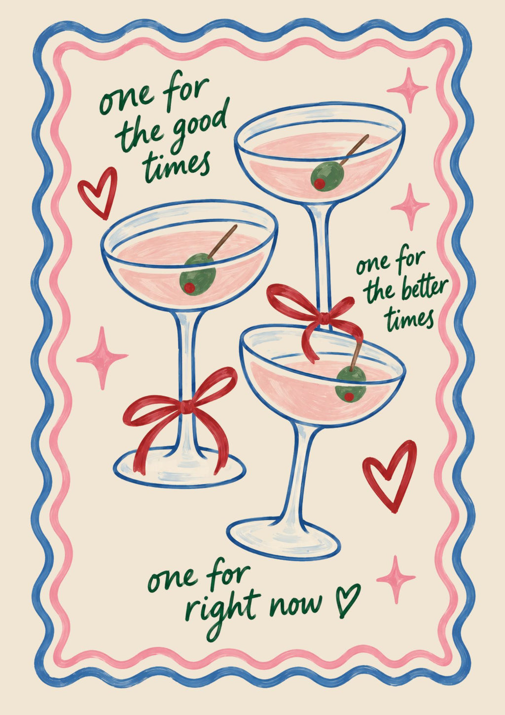 One for the Good Times Cocktail Art Print – Fun Martini Wall Art