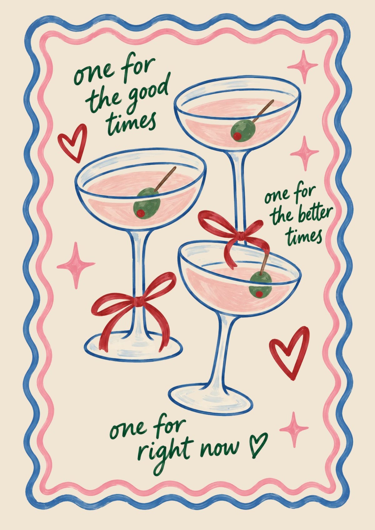One for the Good Times Cocktail Art Print – Fun Martini Wall Art