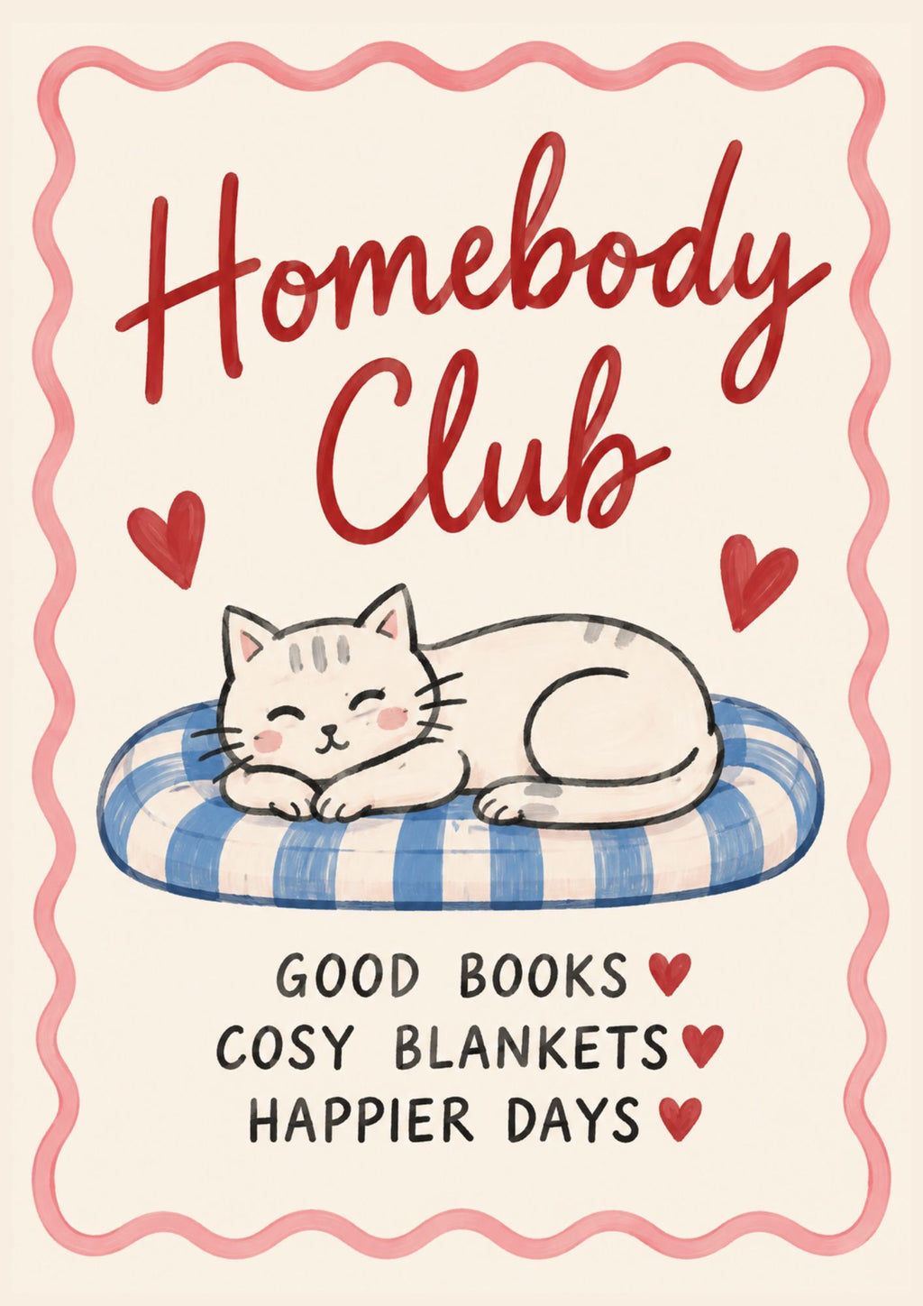 Homebody Club Art Print – Cosy Cat Wall Art